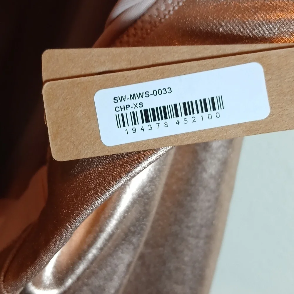 Skims Swim Metallic mid waist shorts Champagne XS NWT